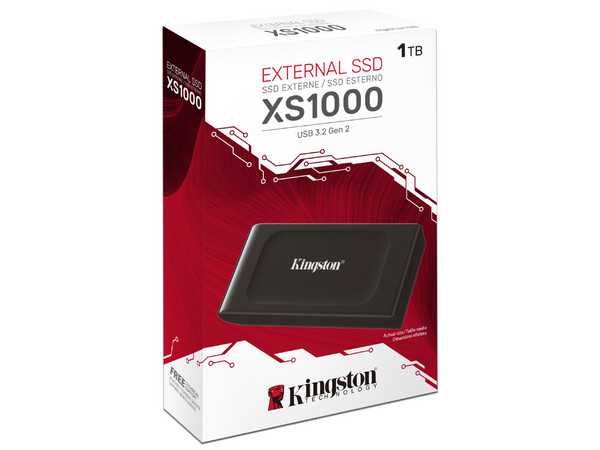 Unidad de Estado Sólido Portátil Kingston XS1000 de 1TB, Velocidad de Lectura de 1050 MB/s, Velocidad de Escritura de 1000 MB/s, USB 3.2. Color Negro. (Caja abierta) (Caja abierta)