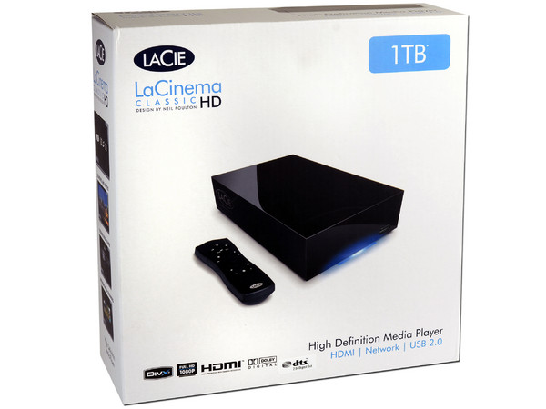 Disco Duro Externo Multimedia LaCie LaCinema Classic HD de 1 TB con HDMI, USB 2.0 y control remoto.