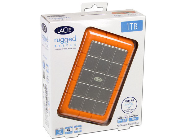 Disco Duro Portátil LaCie Rugged Triple de 1 TB, USB 3.0 y FireWire 800.