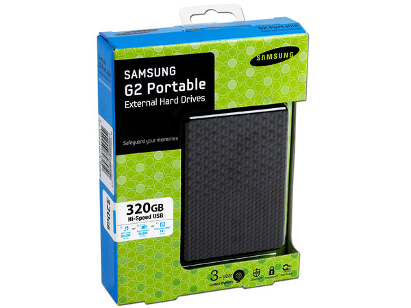 Disco Duro G2 Portable Samsung de 320GB, USB 2.0. Color Negro