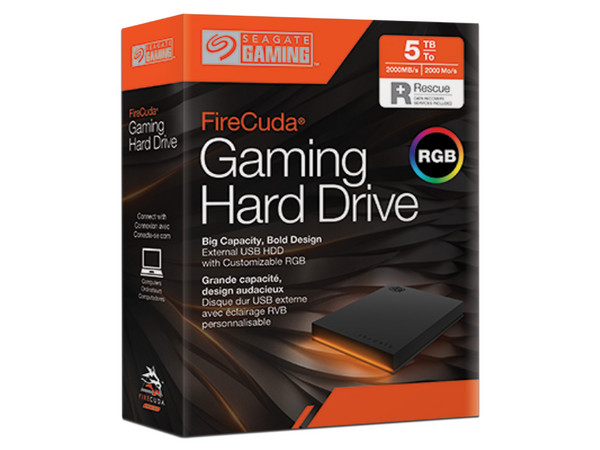 Disco Duro Portátil Seagate FireCuda Gaming de 5TB, USB 3.0. Color Negro.