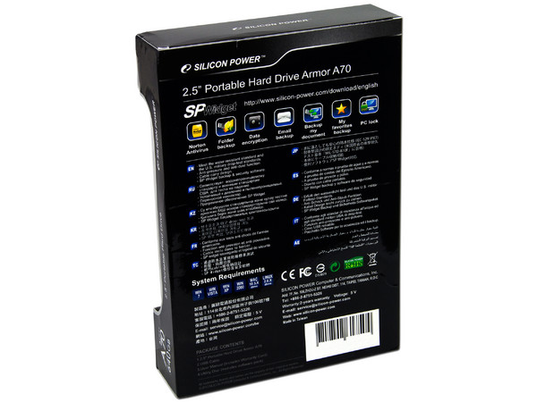 Disco Duro Portable Silicon Power A70 a prueba de agua y golpes de 640GB, USB 2.0. Color Negro 