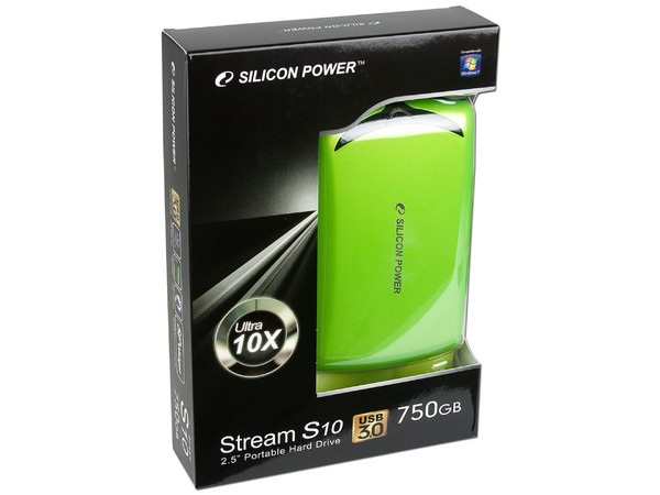 Disco Duro Portable Sikicon Power Stream S10 750GB, USB 3. Color Verde