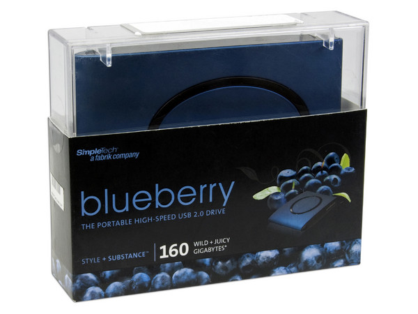Disco Duro Portable SimpleTech Blueberry de 160GB, USB 2.0. Color Azul