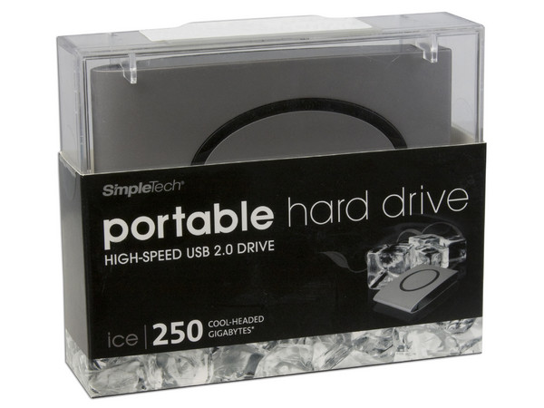Disco Duro Portable SimpleTech Ice de 250GB, USB 2.0. Color Gris