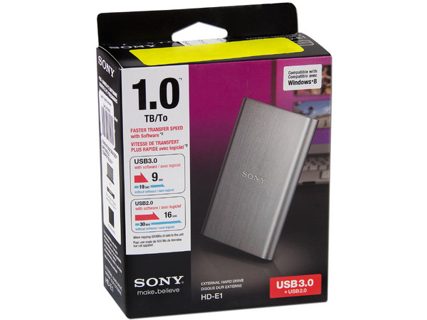 Disco Duro Portátil Sony HD-E1 de 1 TB, USB 3.0.
