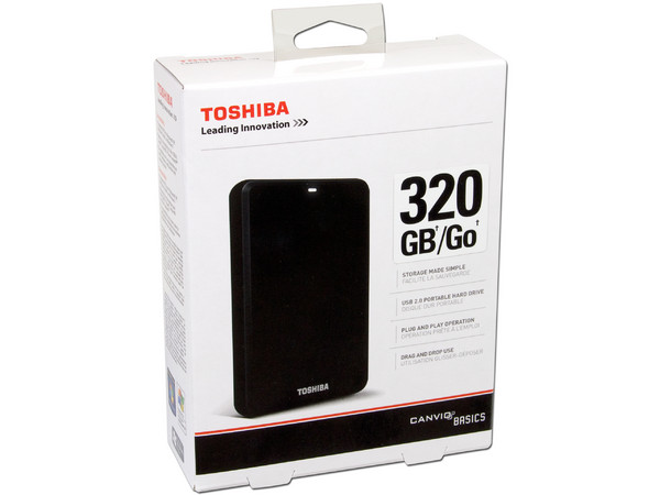 Disco Duro Portátil Toshiba Canvio Basics de 320 GB, USB 2.0. Color Negro 