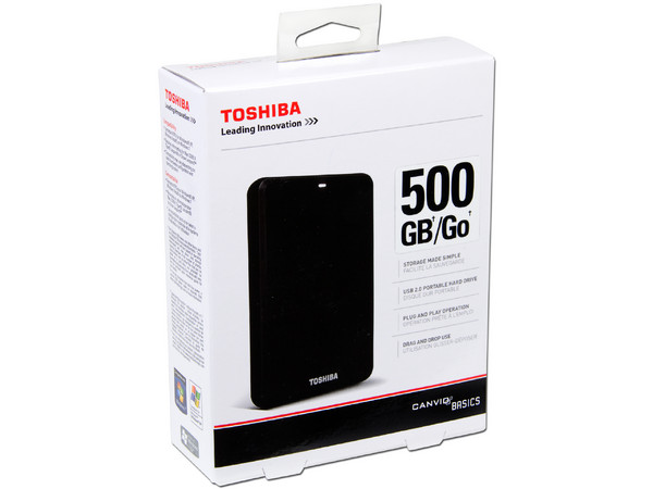 Disco Duro Portable Toshiba Canvio Basics de 500GB, USB 2.0. Color Negro 