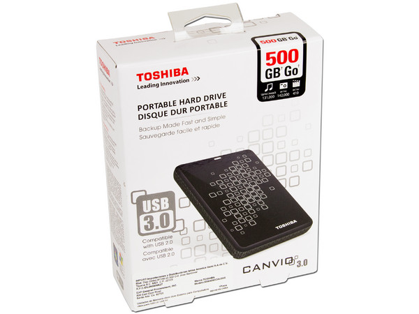 Disco Duro Portátil Toshiba Canvio de 500 GB, USB 3.0. Color Negro