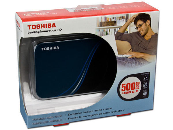 Disco Duro Portable Toshiba de 500GB, USB 2.0. Color Negro/Azul