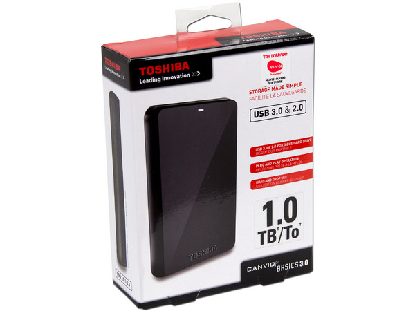 Disco Duro Portátil Toshiba Canvio Basics de 1TB, USB 3.0.