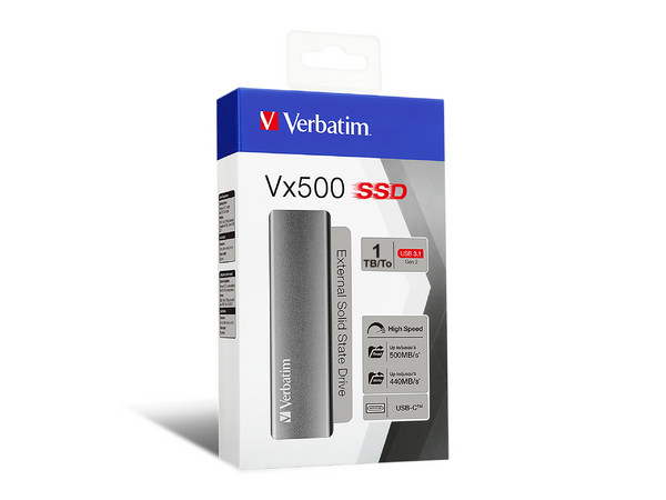 Unidad De Estado Solido Externo Verbatim Vx500 DE 1TB, USB Tipo C, USB Tipo A, 500MB/s, 440MB/s, Color Plata.