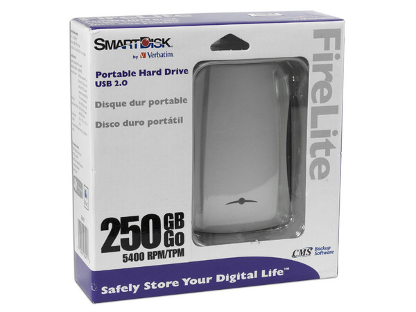 Disco Duro Portable SMARTDISK Verbatim de 250GB, USB 2.0. Color Plateado