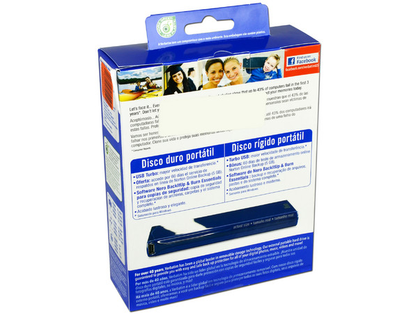 Disco Duro Portable Verbatim ACCLAIM de 500GB, USB 2.0. Color Azul