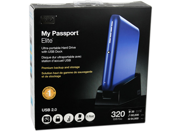 Disco Duro Portable Western Digital My Passport Elite de 320GB, USB 2.0. Color Azul