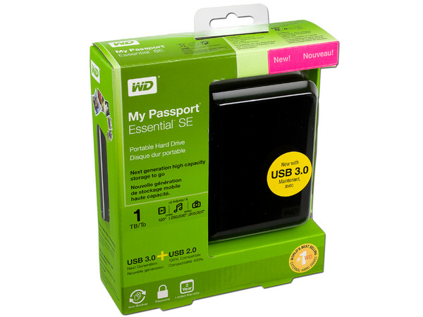 Disco Duro Portable Western Digital My Passport Essential SE de 1TB, USB 3.0. Color Negro
