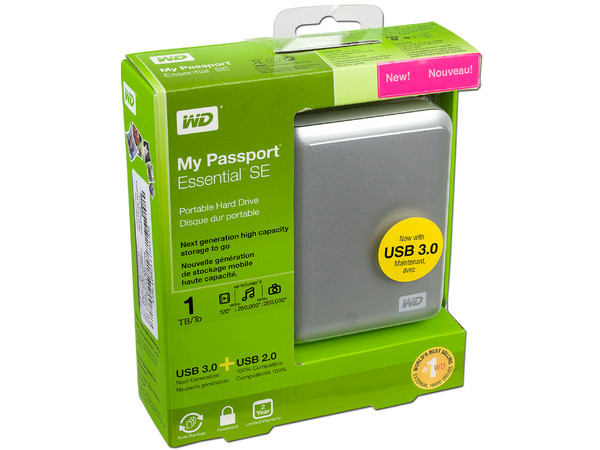 Disco Duro Portátil Western Digital My Passport Essential SE de 1 TB, USB 3.0. Color Plata 