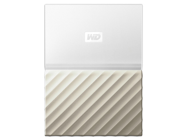 Disco Duro Portátil Western Digital My Passport Ultra de 2 TB, USB 3.0. Color blanco/dorado.