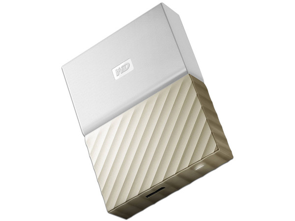 Disco Duro Portátil Western Digital My Passport Ultra de 4 TB, USB 3.0. Color blanco/dorado.