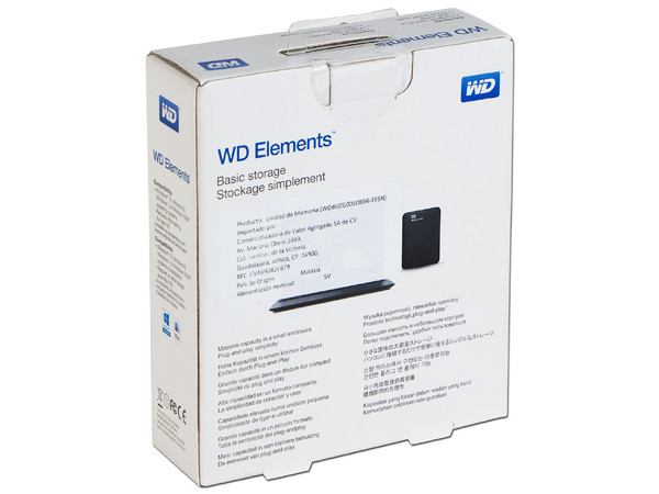 Disco Duro Portátil Western Digital Elements de 1 TB, USB 3.0.
