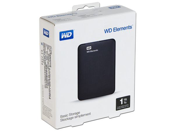Disco Duro Portátil Western Digital Elements de 1 TB, USB 3.0.