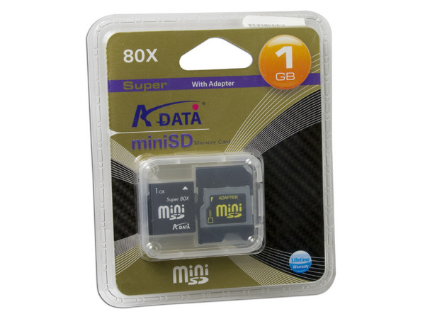 Memoria ADATA Super 80X miniSD con Adaptador SD de 1GB