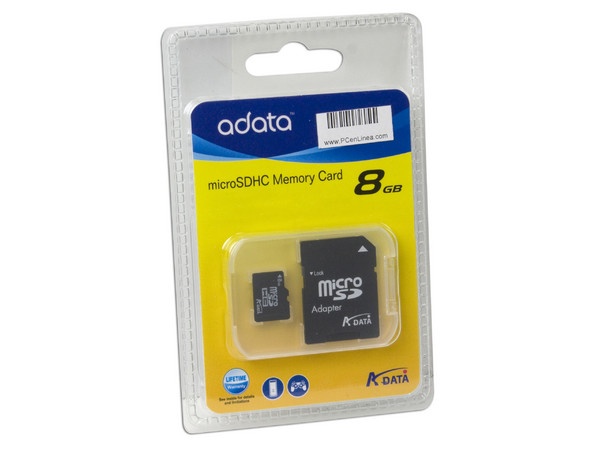 Memoria ADATA microSDHC de 8GB, incluye adaptador SD
