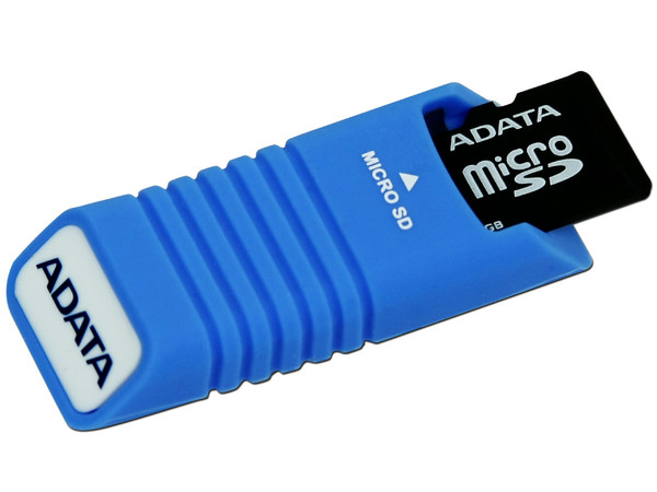 Memoria ADATA Super microSD de 2GB, incluye lector USB. Color Azul