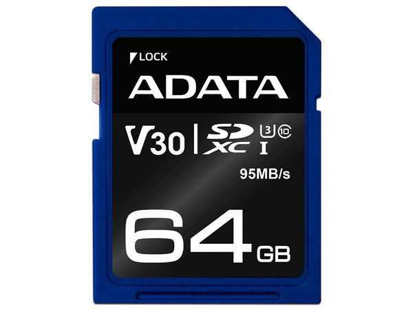 Memoria ADATA SDXC UHS-1 U3 de 64 GB, Clase 10.