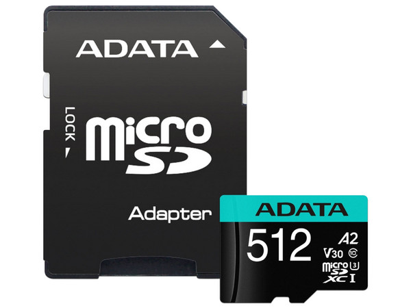 Memoria ADATA Premier Pro microSDXC UHS-I de 512 GB, clase 10, incluye adaptador SD.