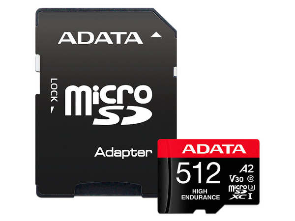 Memoria Adata Micro SDXC de 512 GB, Clase 10, incluye adaptador SD.