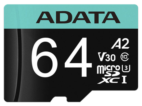 Memoria ADATA Premier Pro MicroSDXC UHS-1 U3 de 64GB, Clase 10, incluye adaptador SD.
