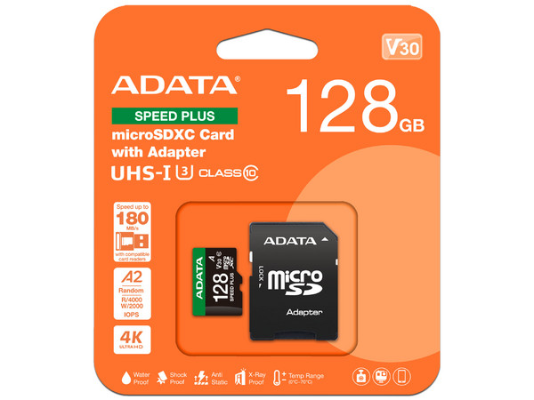 Memoria ADATA MicroSDXC UHS-I U3 de 128GB, Clase 10.