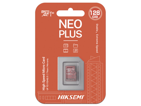 Memoria Hiksemi MicroSDXC UHS-l de 128 GB, Especializada Para Videovigilancia, Clase 10.
