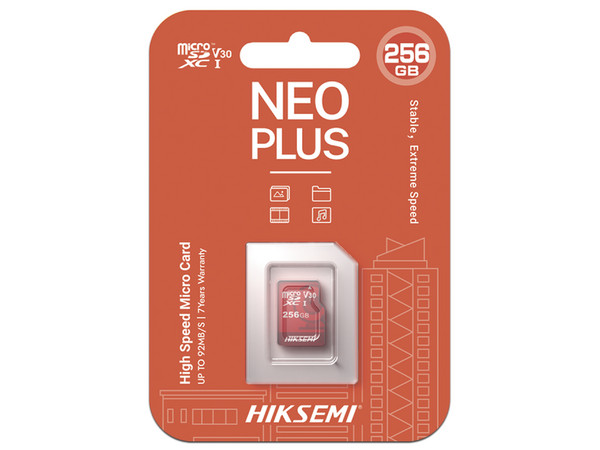 Memoria Hiksemi MicroSDXC UHS-l de 256 GB, Especializada Para Videovigilancia, Clase 10.
