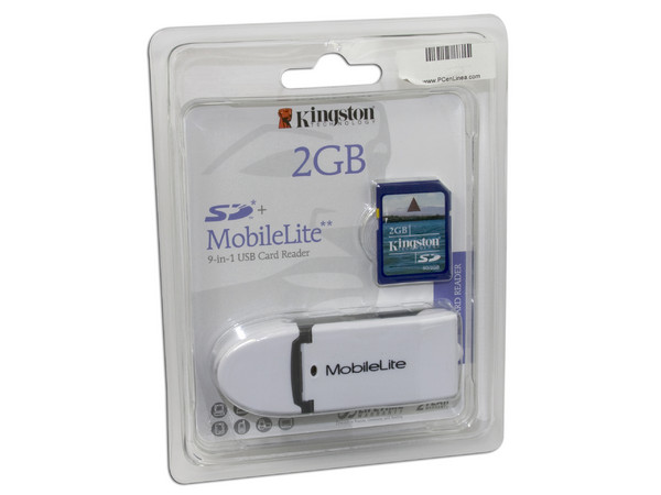 Lector de tarjetas SD/MMC MobileLite USB 2.0. Incluye Memoria SD de 2GB