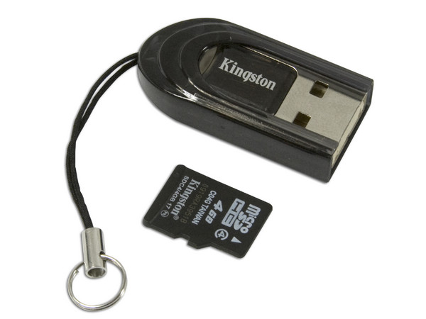 Lector de tarjetas MicroSDHC USB 2.0. Incluye Memoria MicroSDHC de 4GB