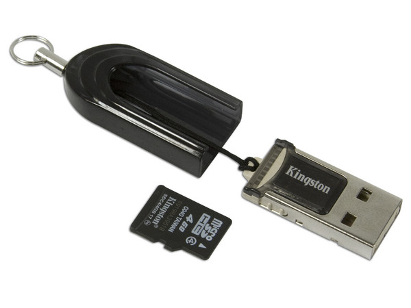 Lector de tarjetas MicroSDHC USB 2.0. Incluye Memoria MicroSDHC de 4GB