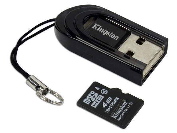 Lector de tarjetas MicroSD USB 2.0. Incluye Memoria MicroSDHC de 4GB