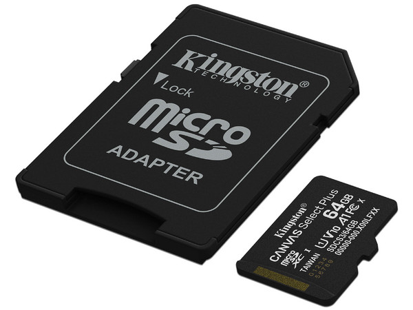 Memoria Flash, Kingston, SDCS3/64GB 64GB MicroSDXC UHS-I Clase 10 con Adaptador.