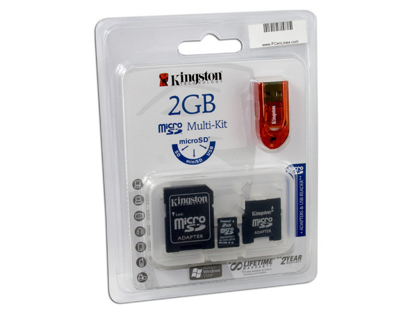 Lector de tarjetas MicroSD USB 2.0. Incluye Memoria MicroSD de 2GB y Adaptadores SD/MiniSD