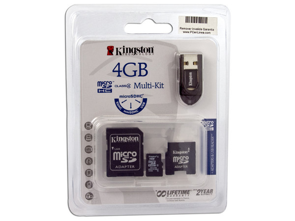 Lector de tarjetas MicroSDHC USB 2.0. Incluye Memoria MicroSDHC de 4GB y Adaptadores