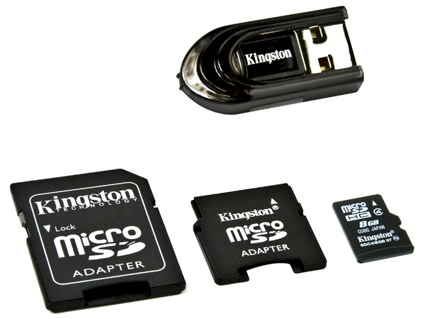 Lector de tarjetas MicroSDHC USB 2.0. Incluye Memoria MicroSDHC de 8GB y Adaptadores