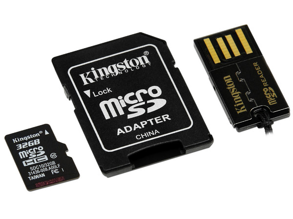 Memoria Kingston MicroSDHC de 32 GB Clase 10, incluye adaptador SD y lector de tarjetas MicroSD USB 2.0