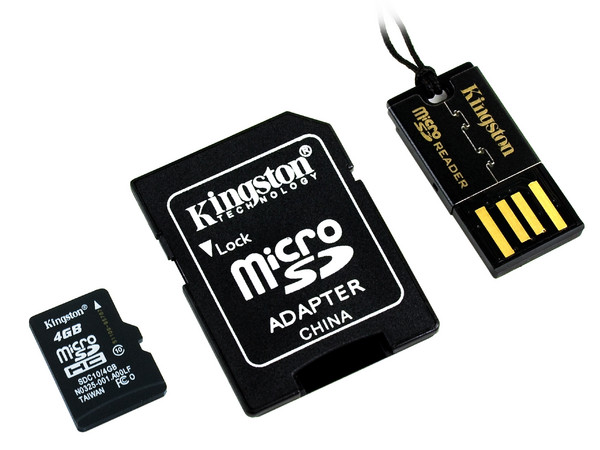 Memoria Kingston microSDHC Clase 10 de 4GB, incluye adaptador SD y lector de tarjetas microSD USB 2.0