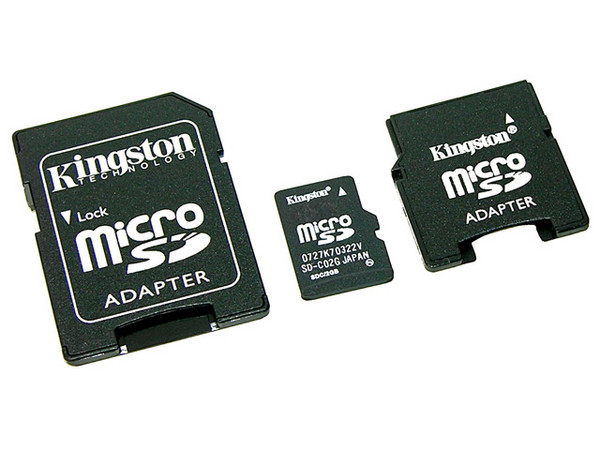 Memoria Kingston microSD de 2GB, incluye adaptadores SD y miniSD