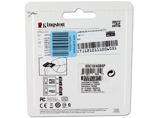 Memoria Kingston microSDHC de 4GB clase 10.