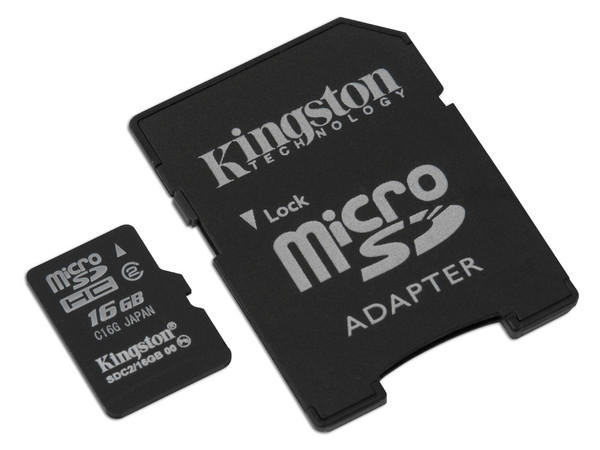 Memoria Kingston microSDHC de 16GB, incluye adaptador SD