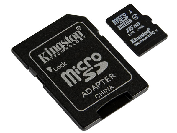 Memoria Kingston microSDHC de 16GB, incluye adaptador SD   