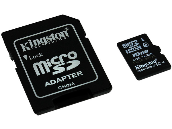 Memoria Kingston microSDHC de 16 GB Clase 4, incluye adaptador SD